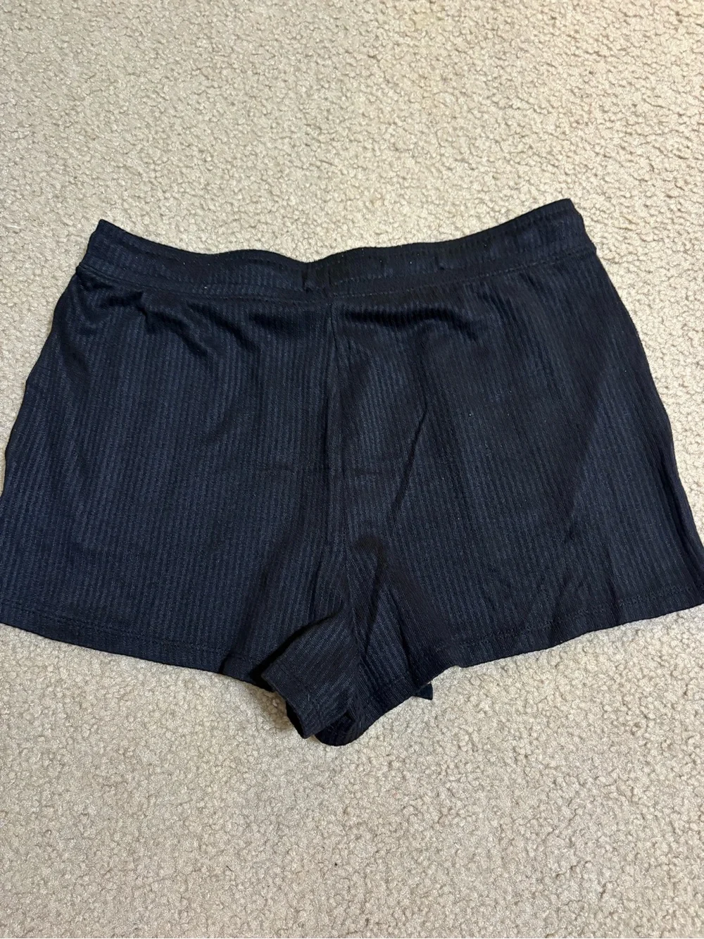 Women's Black Ribbed Lounge Shorts